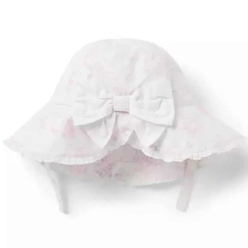 Janie and Jack 100049341 Light Pink Bunny Toile Baby Toile Sun Hat size 3-6